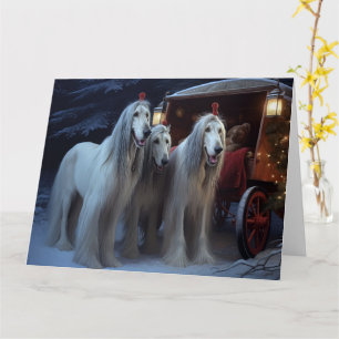 Afghan Hound Snowy Sleigh Ride Weihnachtsdekor Karte