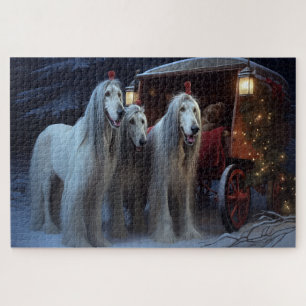 Afghan Hound Snowy Sleigh Ride Weihnachtsdekor Puzzle