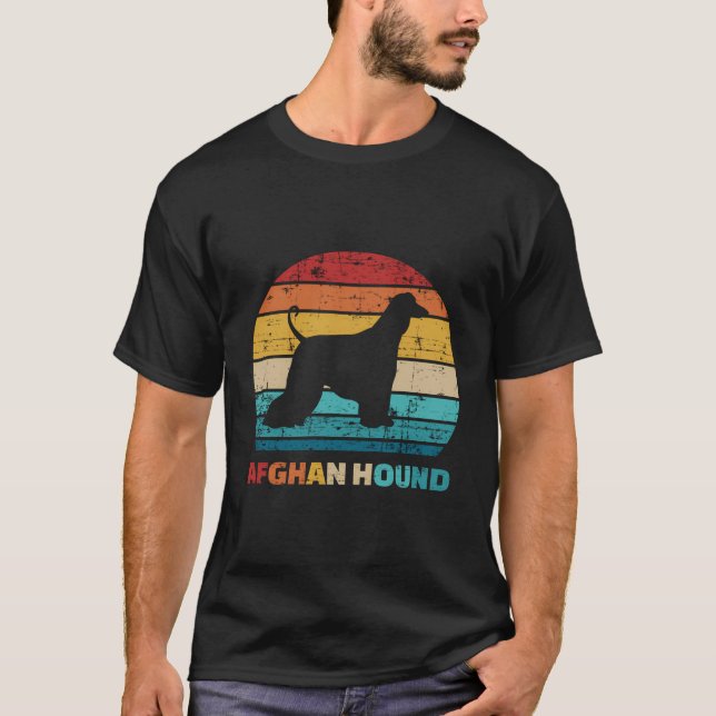 Afghan Hound Vintag Retro T-Shirt (Vorderseite)