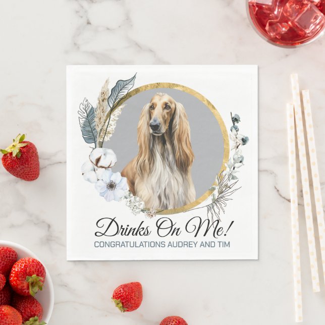 Afghan Hound Wedding Napkins mit Hogs Foto Serviette (Beispiel)