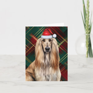 Afghan Hound Weihnachts Hund Rot Kariert Weihnacht Feiertagskarte