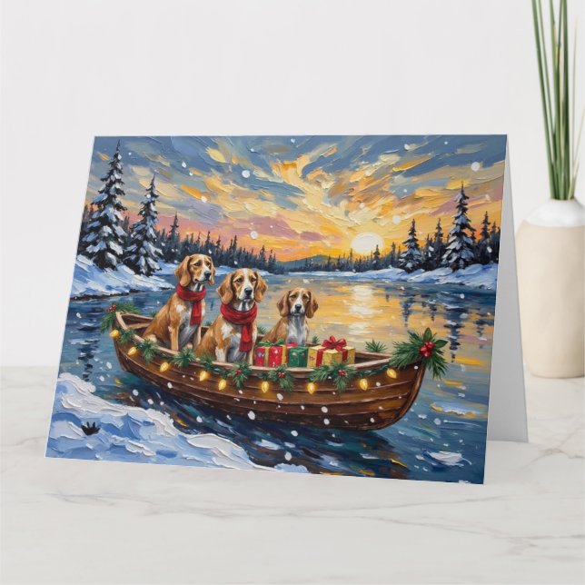 Afghan Hound Weihnachtsboot Urlaub Karte (Vorderseite)
