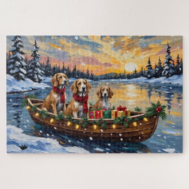 Afghan Hound Weihnachtsboot Urlaub Puzzle (Horizontal)
