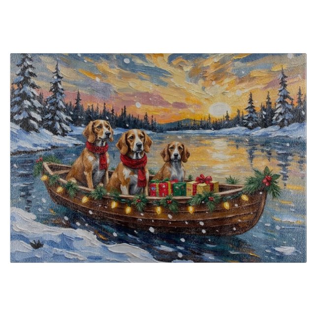 Afghan Hound Weihnachtsboot Urlaub Schneidebrett (Vorderseite)