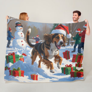 Afghan Hound Weihnachtsfest Schnee Szene Fleecedecke
