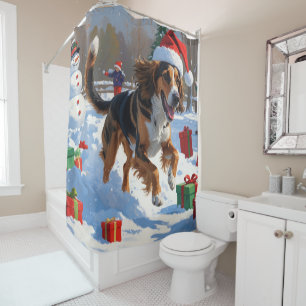 Afghan Hound Weihnachtsfestliche Schneeszene Duschvorhang