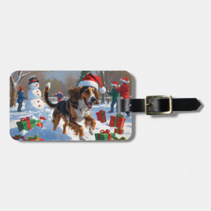 Afghan Hound Weihnachtsfestliche Schneeszene Gepäckanhänger
