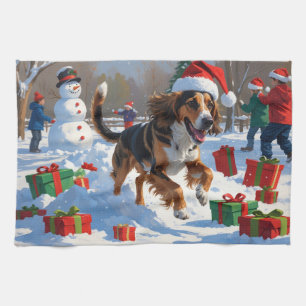 Afghan Hound Weihnachtsfestliche Schneeszene Geschirrtuch