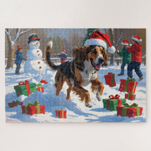 Afghan Hound Weihnachtsfestliche Schneeszene Puzzle