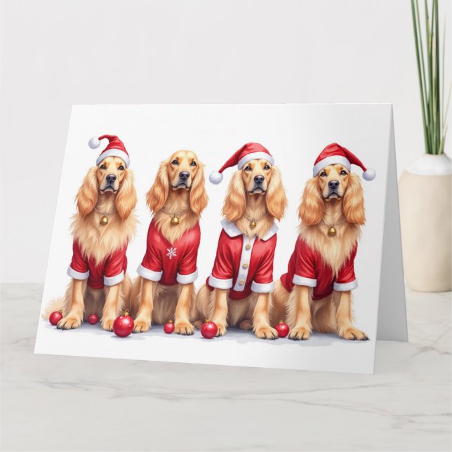 Afghan Hound Weihnachtskleid Santa Hut Karte (Vorderseite)