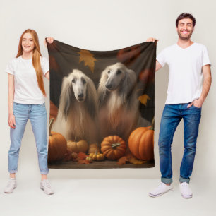 Afghan Hound Welpe Herbstfreude Kürbis Fleecedecke