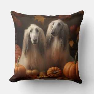 Afghan Hound Welpe Herbstfreude Kürbis Kissen