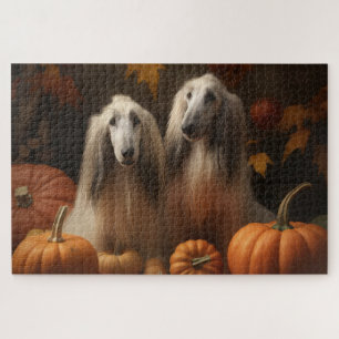 Afghan Hound Welpe Herbstfreude Kürbis Puzzle