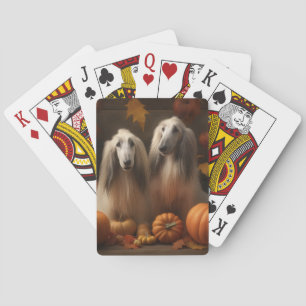 Afghan Hound Welpe Herbstfreude Kürbis Spielkarten