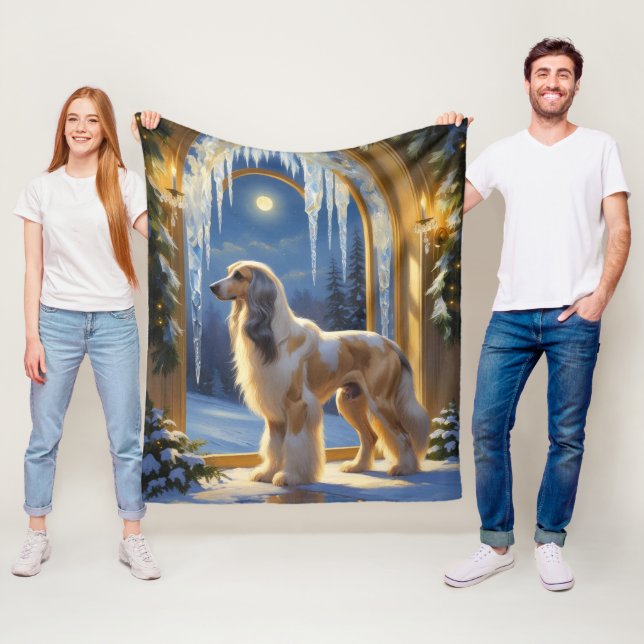 Afghan Hound With Christmas Lights Holiday Fleecedecke (Beispiel)