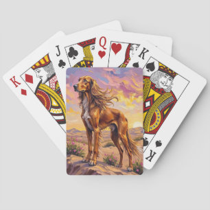 Afghan Hound Wüstenuntergang Eleganz Spielkarten