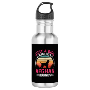 Afghan Hounds Retro Sonnenuntergang Hunde Liebhabe Edelstahlflasche