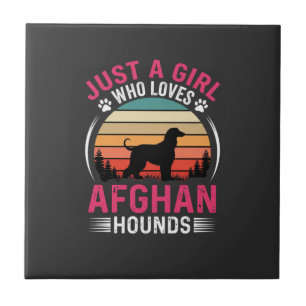 Afghan Hounds Retro Sonnenuntergang Hunde Liebhabe Fliese