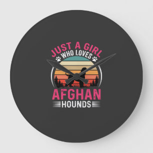 Afghan Hounds Retro Sonnenuntergang Hunde Liebhabe Große Wanduhr