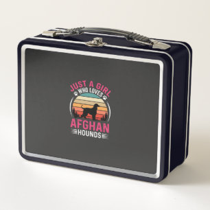 Afghan Hounds Retro Sonnenuntergang Hunde Liebhabe Metall Brotdose