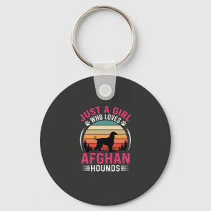 Afghan Hounds Retro Sonnenuntergang Hunde Liebhabe Schlüsselanhänger