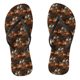 afghan Puppy Autumn Delight Pumpkin Flip Flops