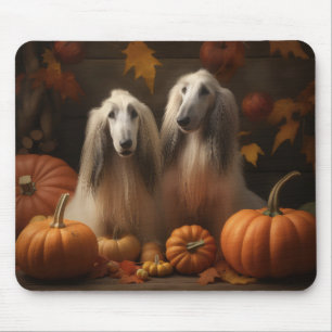 afghan Puppy Autumn Delight Pumpkin Mousepad