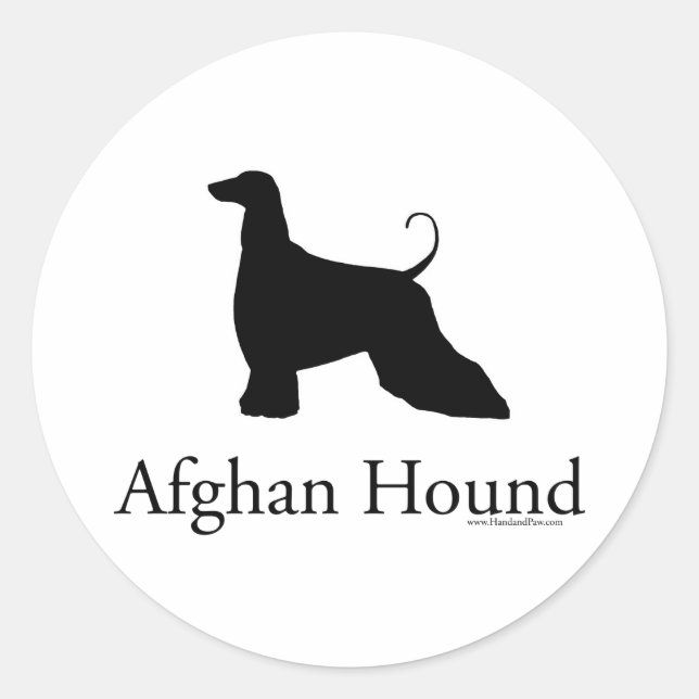 Afghanische Hound-Silhouette Runder Aufkleber (Vorderseite)