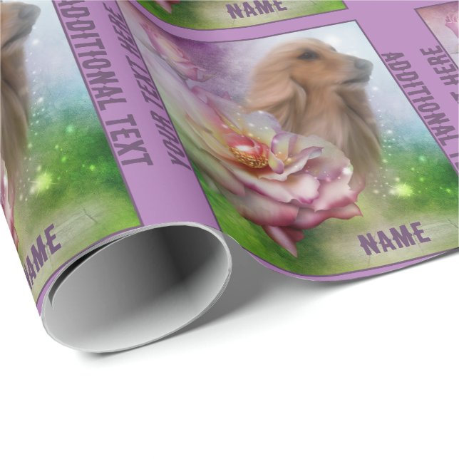 Afghanische Rose Fantasy Hunde Kunst Personalisier Geschenkpapier (Rolleneckpunkt)