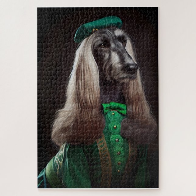 afghanischer Hund in St. Patrick's Day Dress Puzzle (Vertikal)