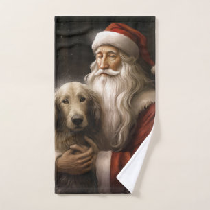 Afghanischer Hund mit Weihnachtsmann Weihnachten Badhandtuch Set