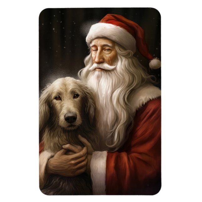 Afghanischer Hund mit Weihnachtsmann Weihnachten Magnet (Vertikal)