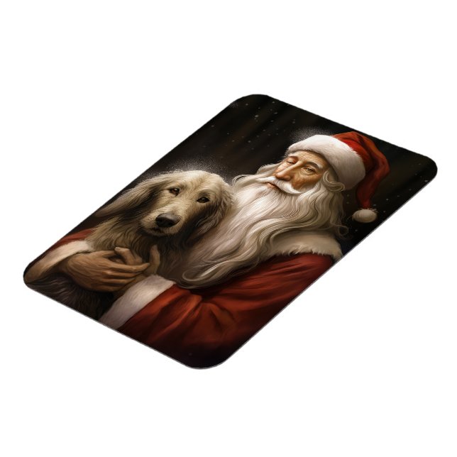 Afghanischer Hund mit Weihnachtsmann Weihnachten Magnet (Linke Seite)
