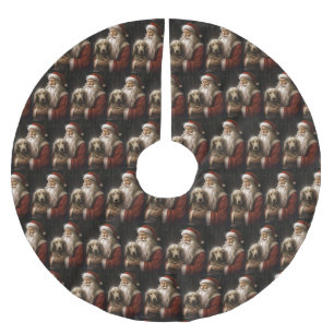 Afghanischer Hund mit Weihnachtsmann Weihnachten Polyester Weihnachtsbaumdecke