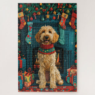 Afghanischer Hundshund mit Weihnachtsgeschenken Fe Puzzle