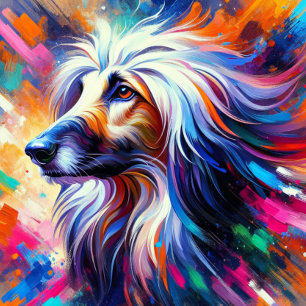 Afghanischer Windhund Acryl Druck Bunt Lebendi Puzzle