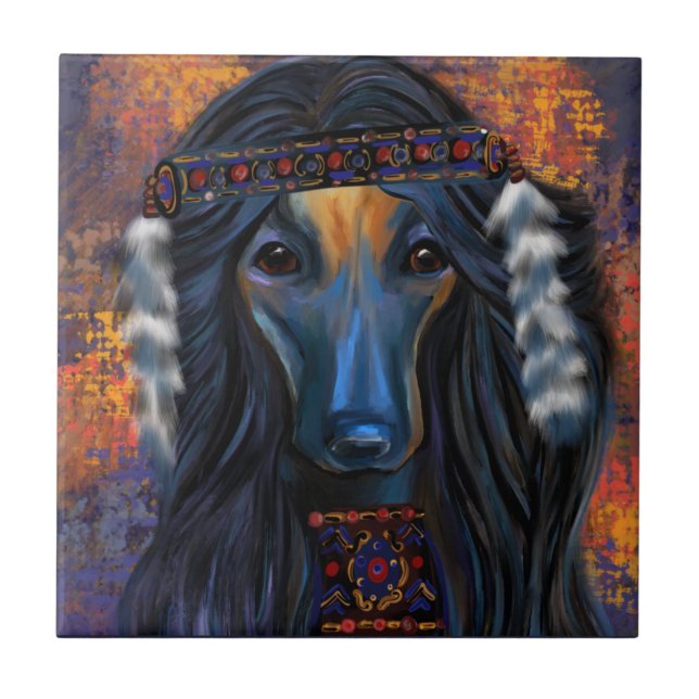 Afghanischer Windhund Fliese (Vorderseite)