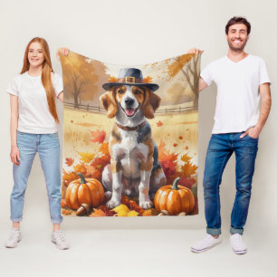 Afghanischer Windhund in Herbstlaub-Erntedank-Kuns Fleecedecke