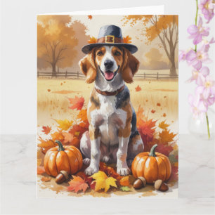 Afghanischer Windhund in Herbstlaub - Thanksgiving Karte