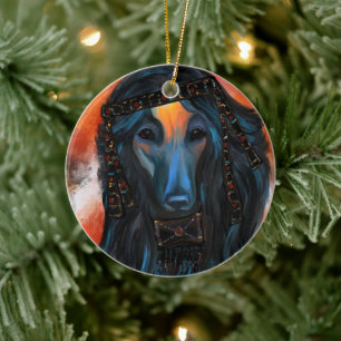 Afghanischer Windhund Keramik Ornament