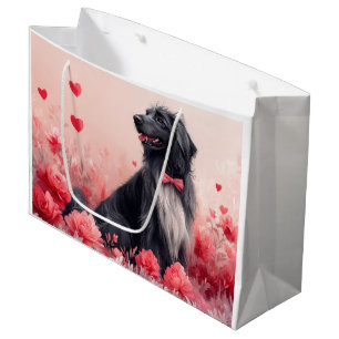 Afghanischer Windhund mit Rosen - Valentinstag Große Geschenktüte