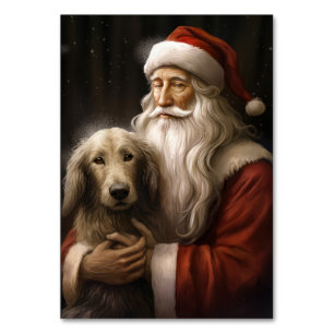 Afghanischer Windhund mit Santa Claus Festive Weih Tischnummer