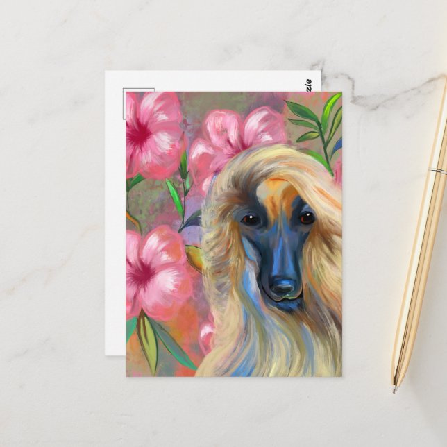Afghanischer Windhund    Postkarte (Vorderseite/Rückseite Beispiel)