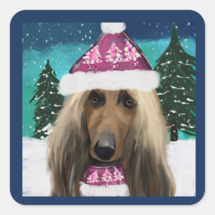 Afghanischer Windhund Quadratischer Aufkleber