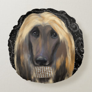 AFGHANISCHER WINDHUND   RUNDES KISSEN