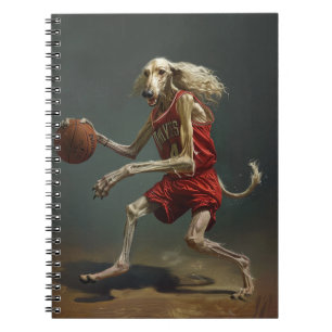 Afghanischer Windhund spielt Basketball Notizblock