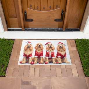 Afghanischer Windhund Weihnachtskleid Santa Hut Fußmatte