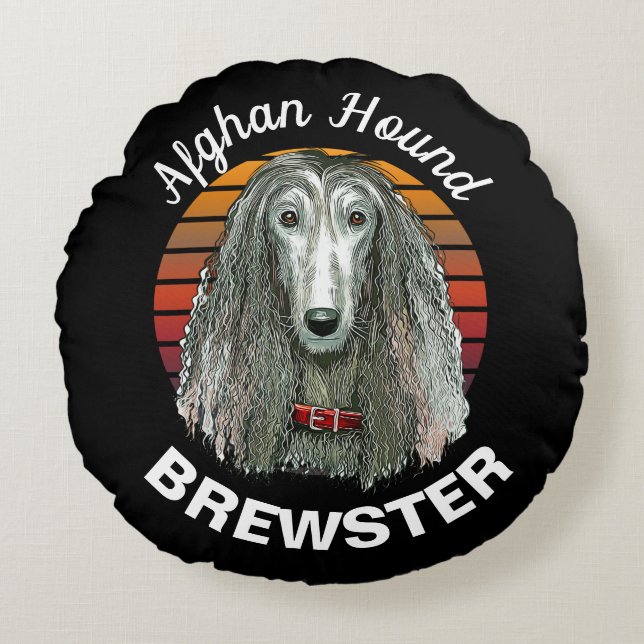 Afghanisches Hound benutzerdefiniertes Rundkissen Rundes Kissen (Vorderseite)