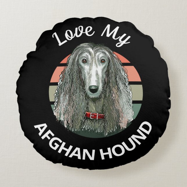 Afghanisches Hound benutzerdefiniertes Rundkissen Rundes Kissen (Vorderseite)