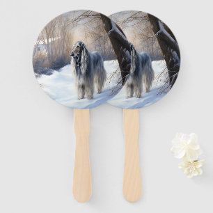 Afghanisches Hound lassen es Weihnachten schnee Fächer